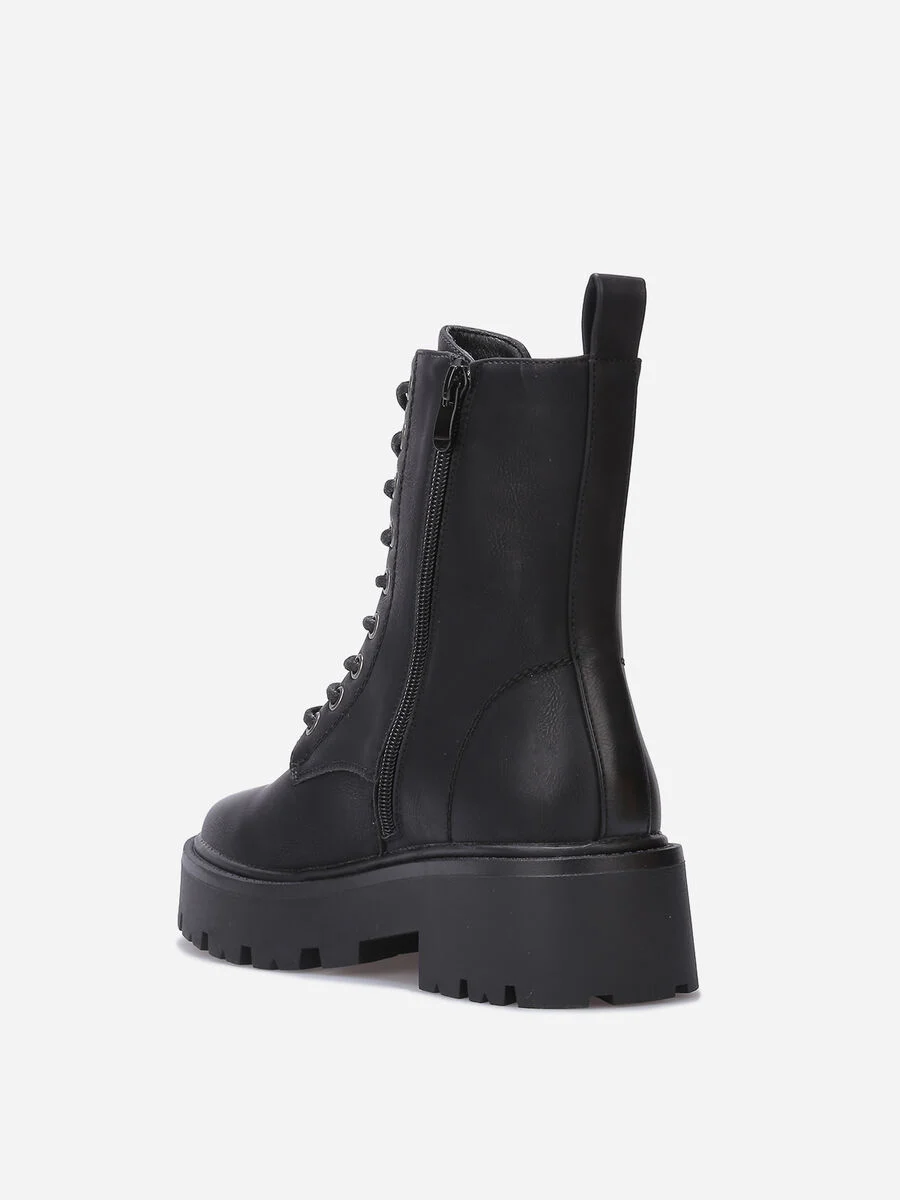 Bottines femmes plateformes à lacets, Noires