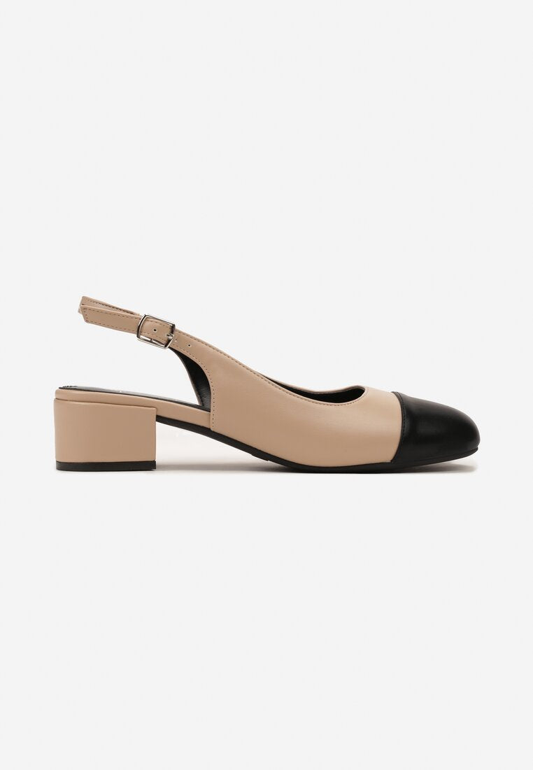 Escarpins à bride arrière, Noir beige
