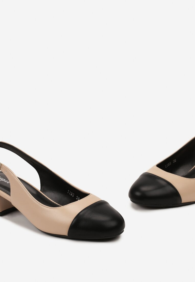 Escarpins à bride arrière, Noir beige