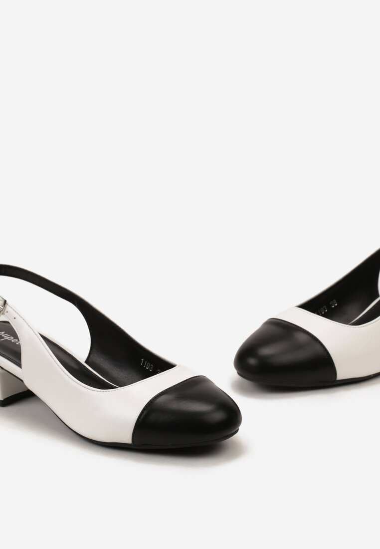 Escarpins à bride arrière, Noir blanc