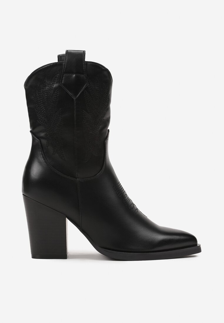 Santiags femmes en simili- cuir, Noir