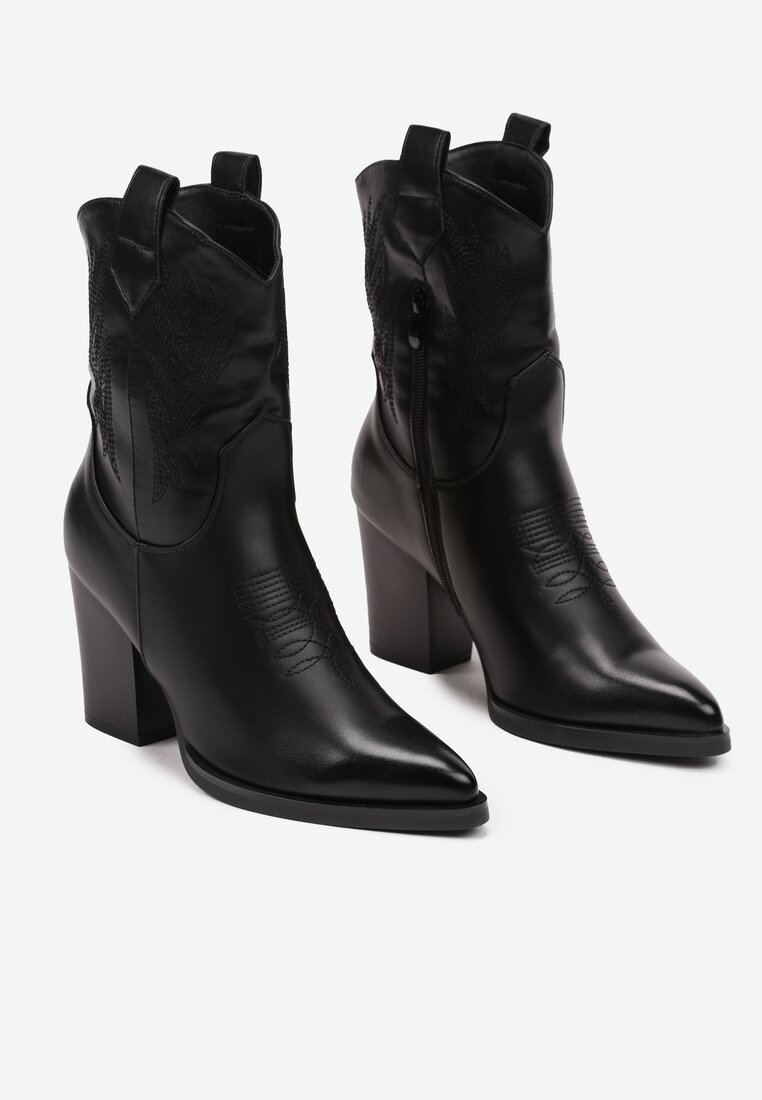 Santiags femmes en simili- cuir, Noir