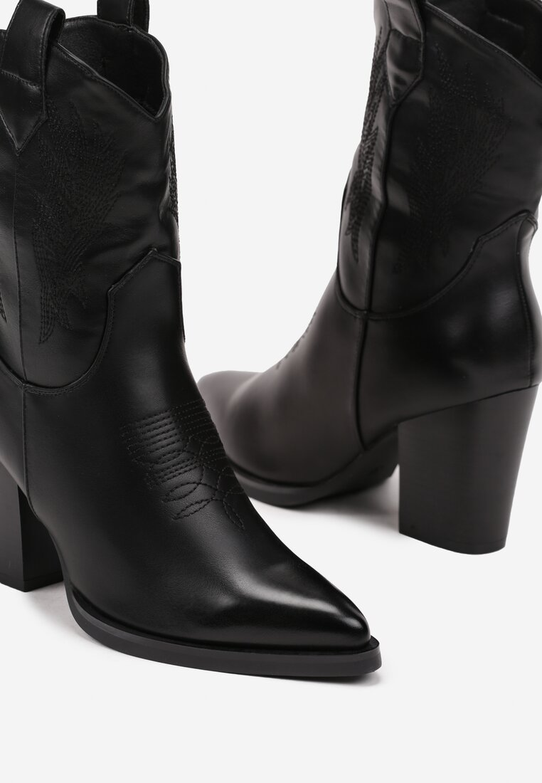 Santiags femmes en simili- cuir, Noir