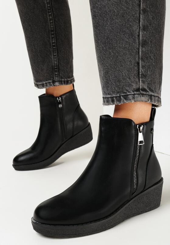 Bottines Femmes à Talon Compensés, Noir