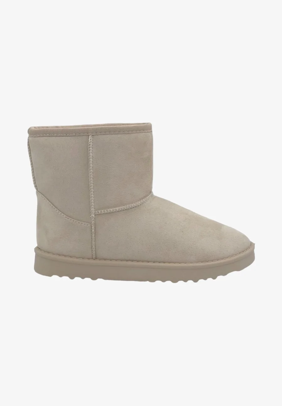 Chaussons femmes, Boots fourrés Beige talon plat