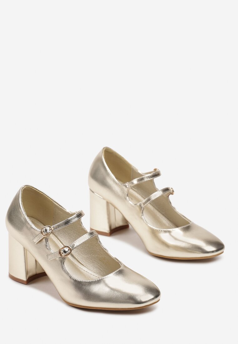 Escarpin avec double brides, Doré clair