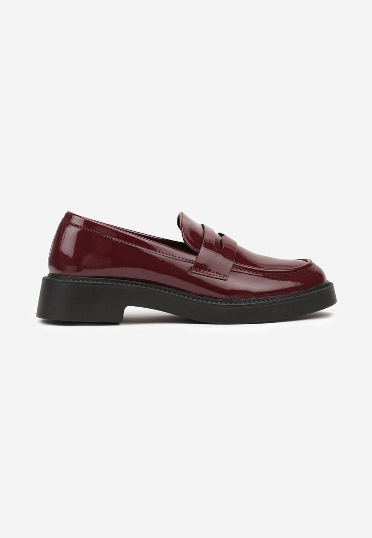 Loafer Mocassin Femmes Plates, Bordeaux Verni