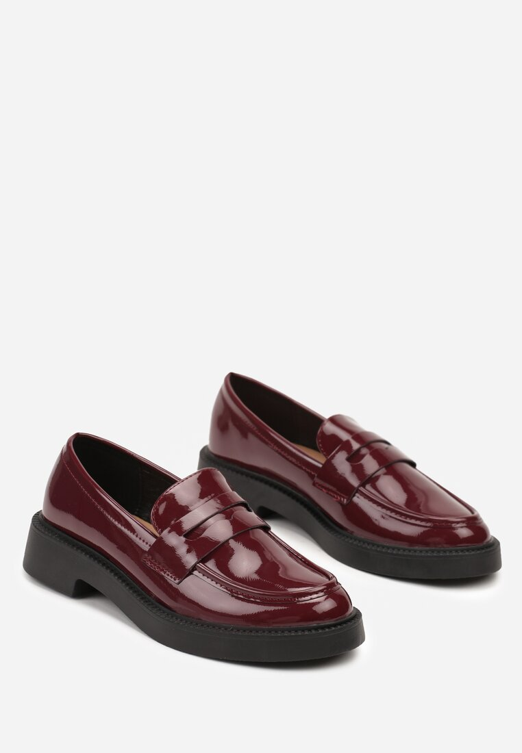 Loafer Mocassin Femmes Plates, Bordeaux Verni