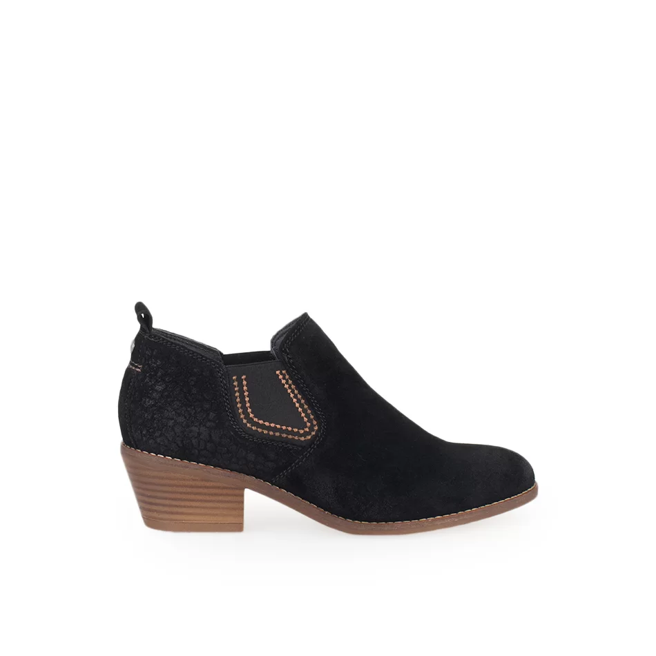 Bottines chelsea à talons, en cuir daim Noir