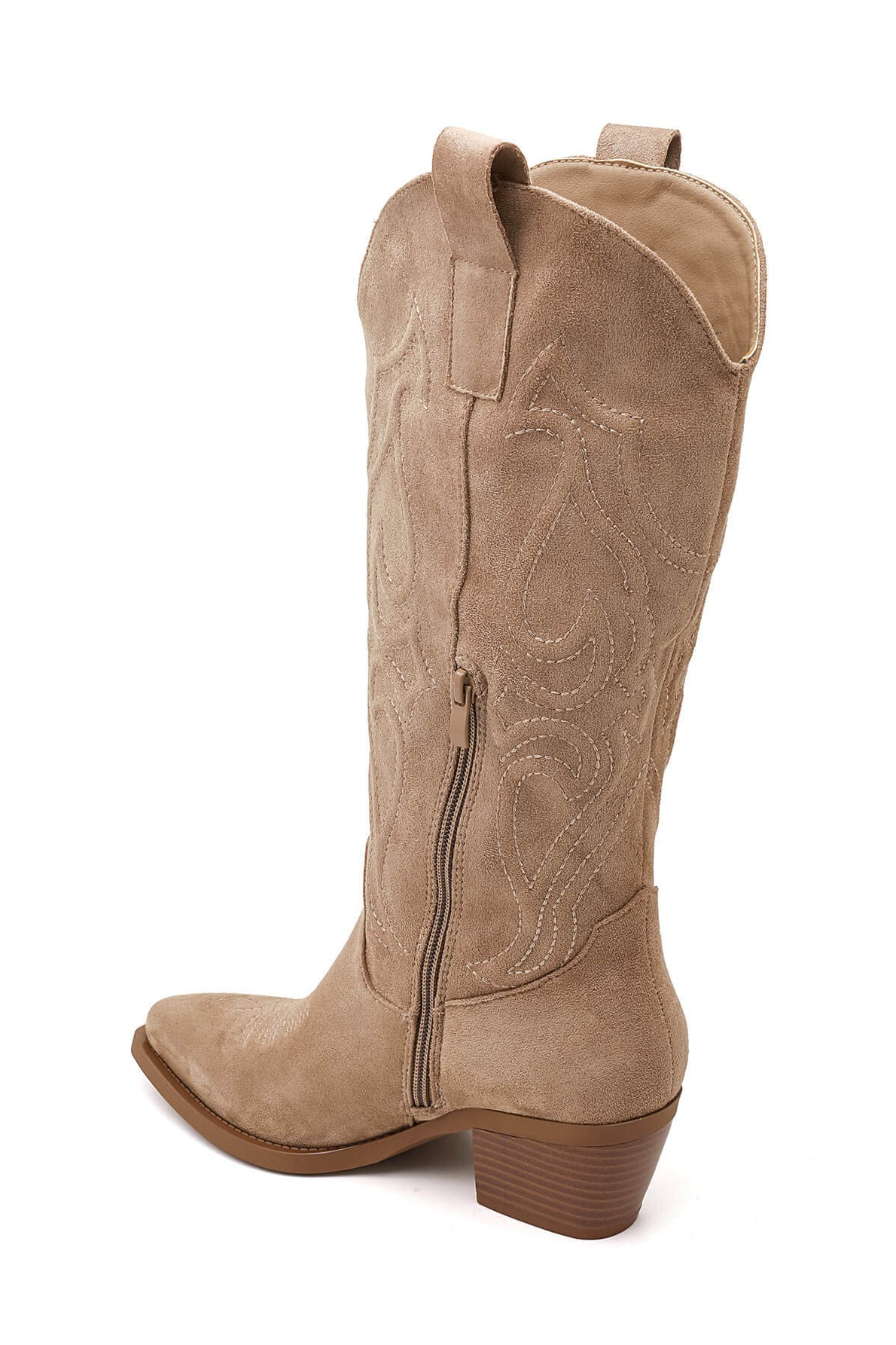 Bottes Santiags suédine style Cowboy, Taupe