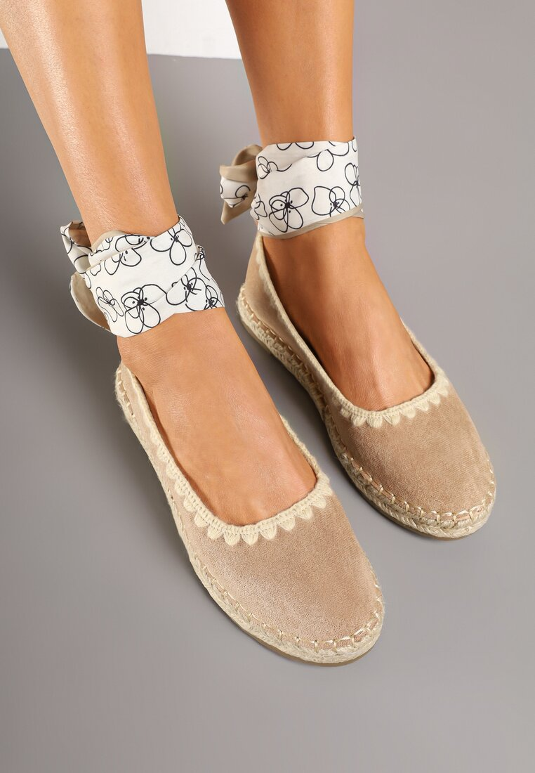Espadrille Beige avec foulard satiné