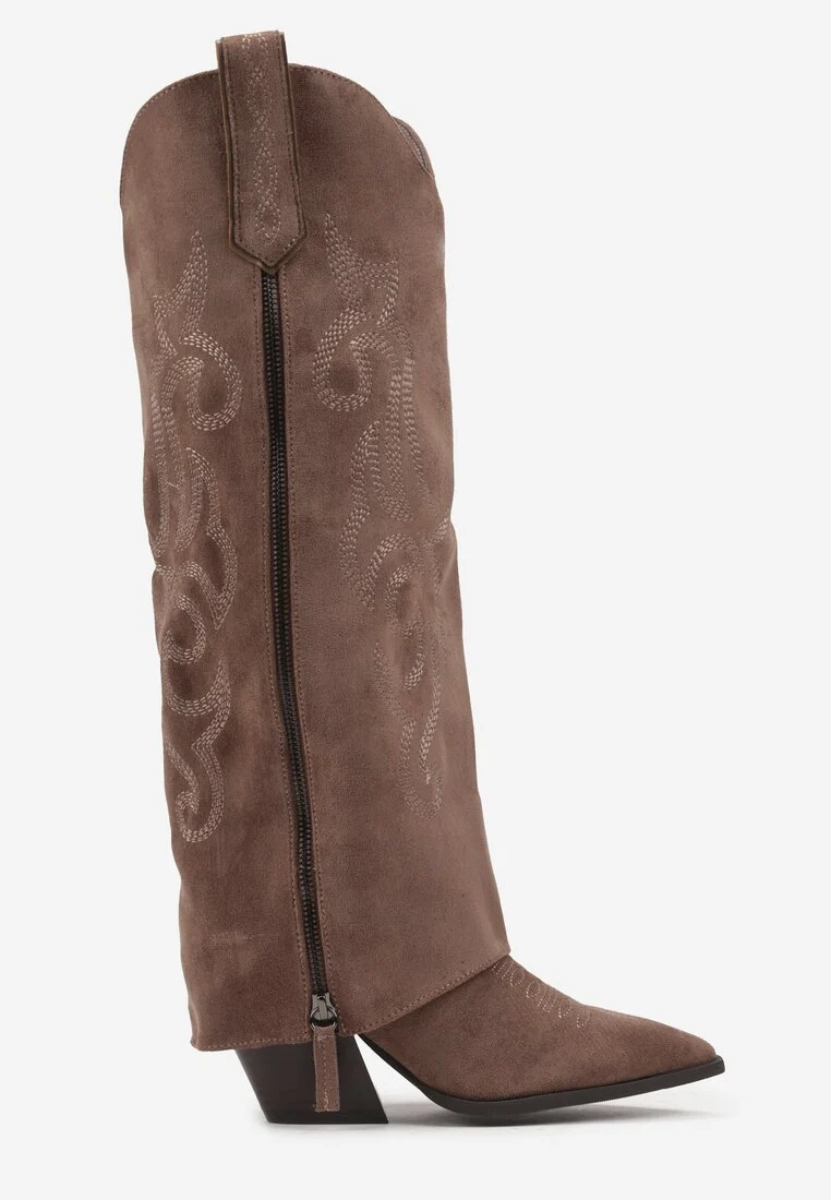 Bottes cowboy style santiags guêtre, Taupe