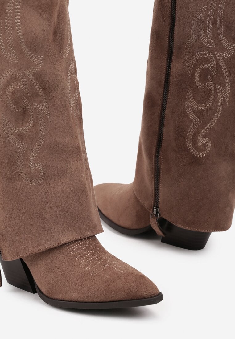 Bottes cowboy style santiags guêtre, Taupe