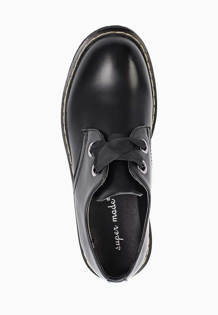 Derbies femmes avec semelle crantée, Noir