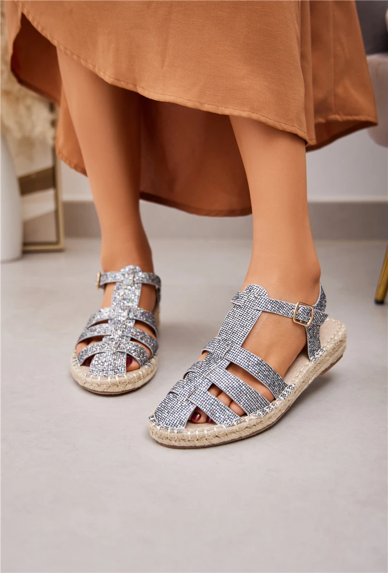 Sandales femmes style méduse Pêcheur, argenté