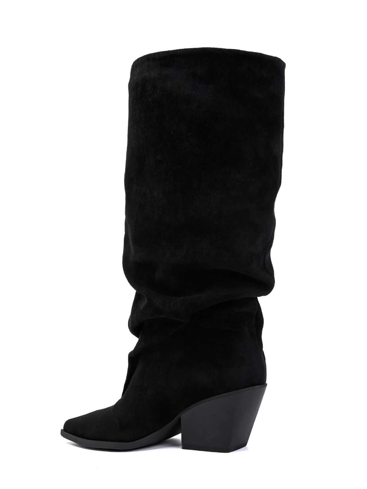 Bottes Froncées style western en Suédine, noire