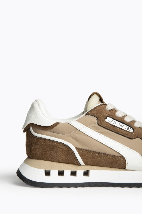 Basket running à lacets semelle crantée, Taupe