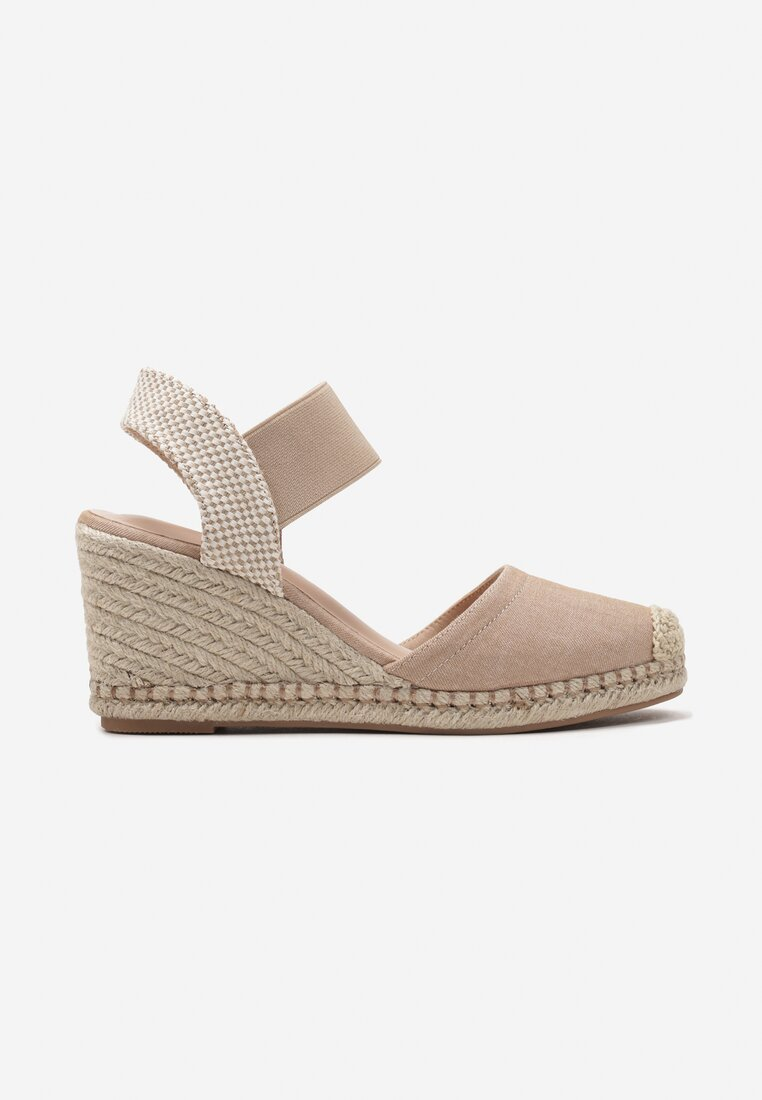Sandale femme compensée espadrille, Rose pâle