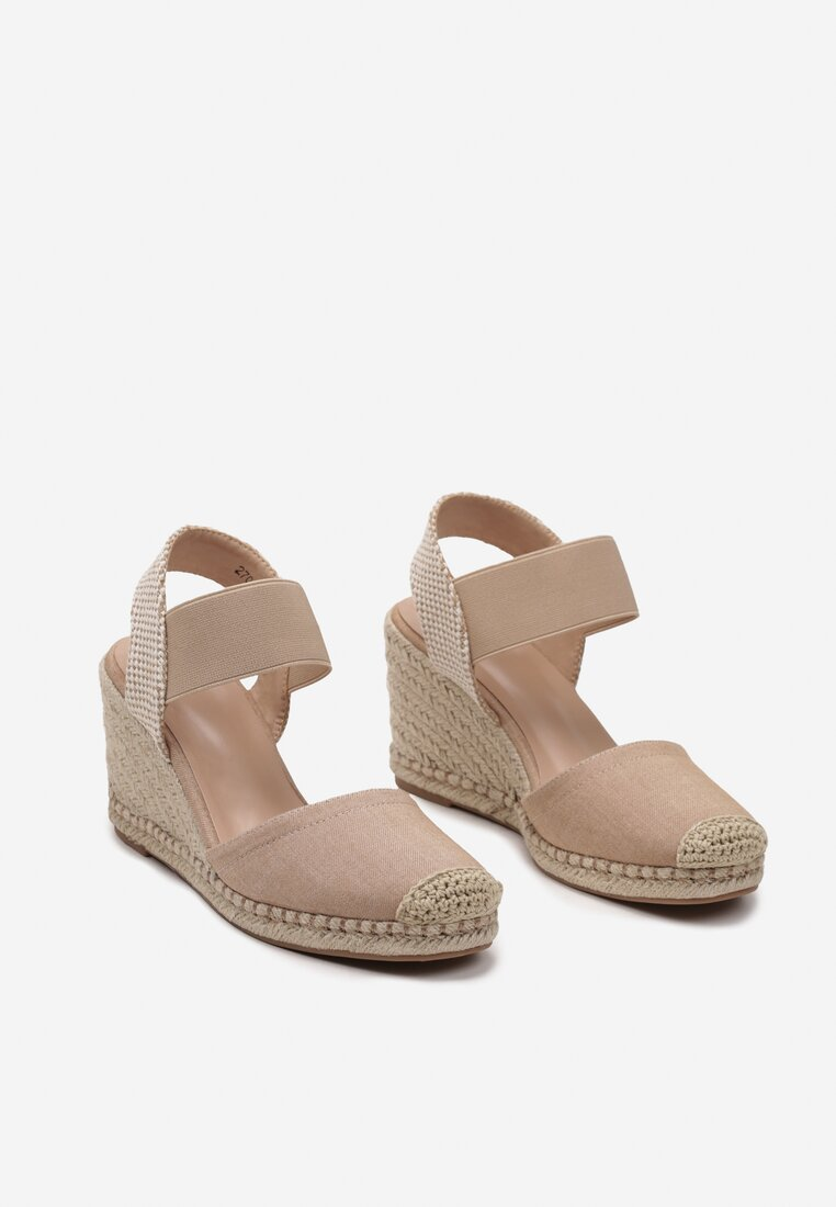 Sandale femme compensée espadrille, Rose pâle