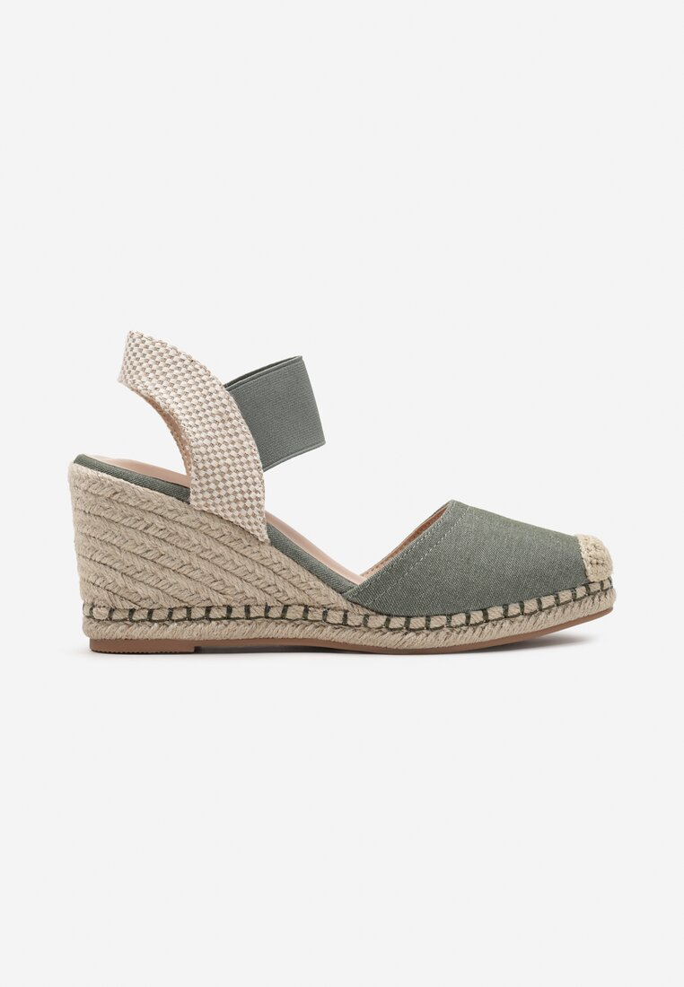 Sandale femme compensée espadrille, Vert pastel