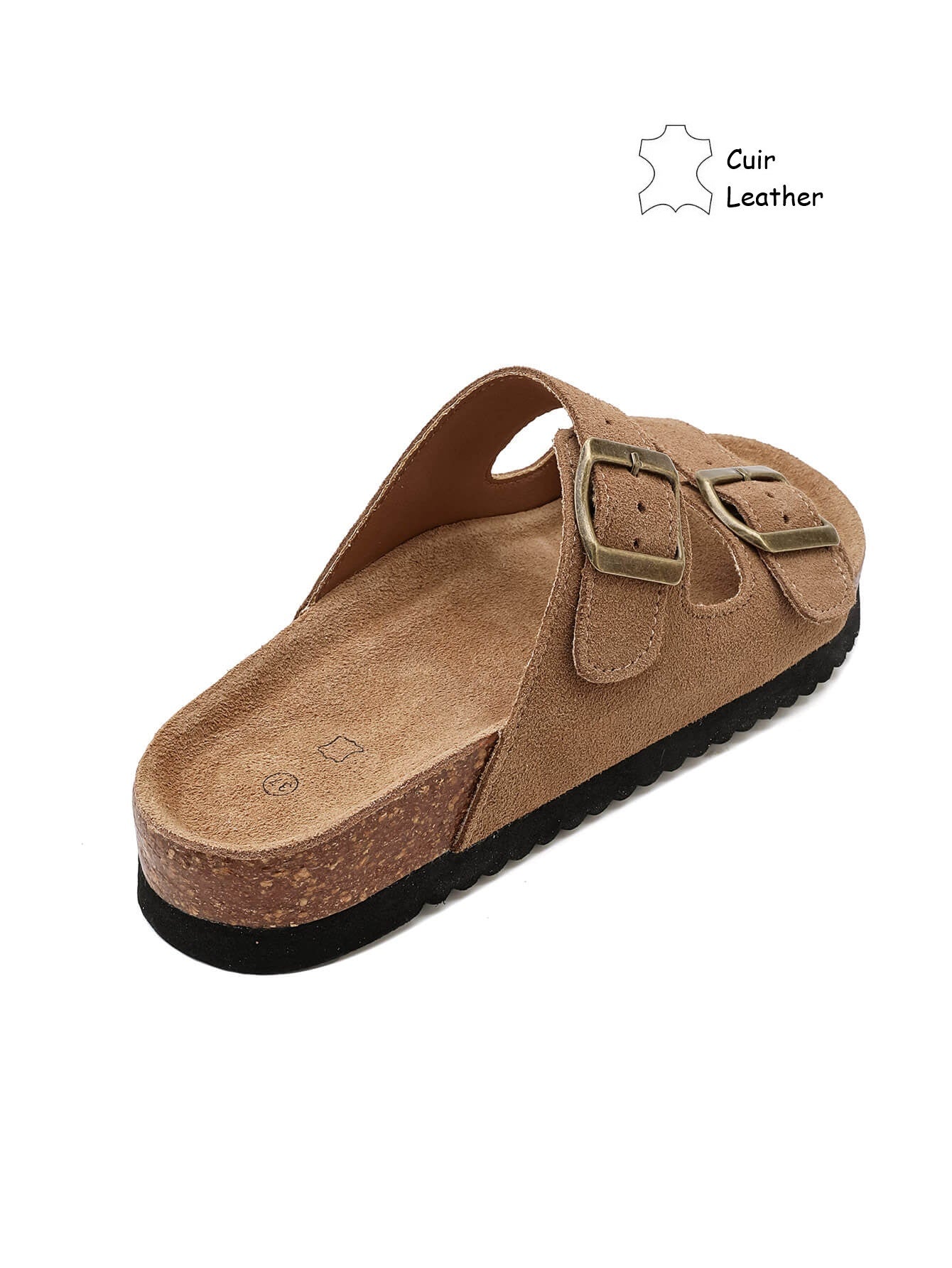 Mules Cuir daim à doubles brides larges