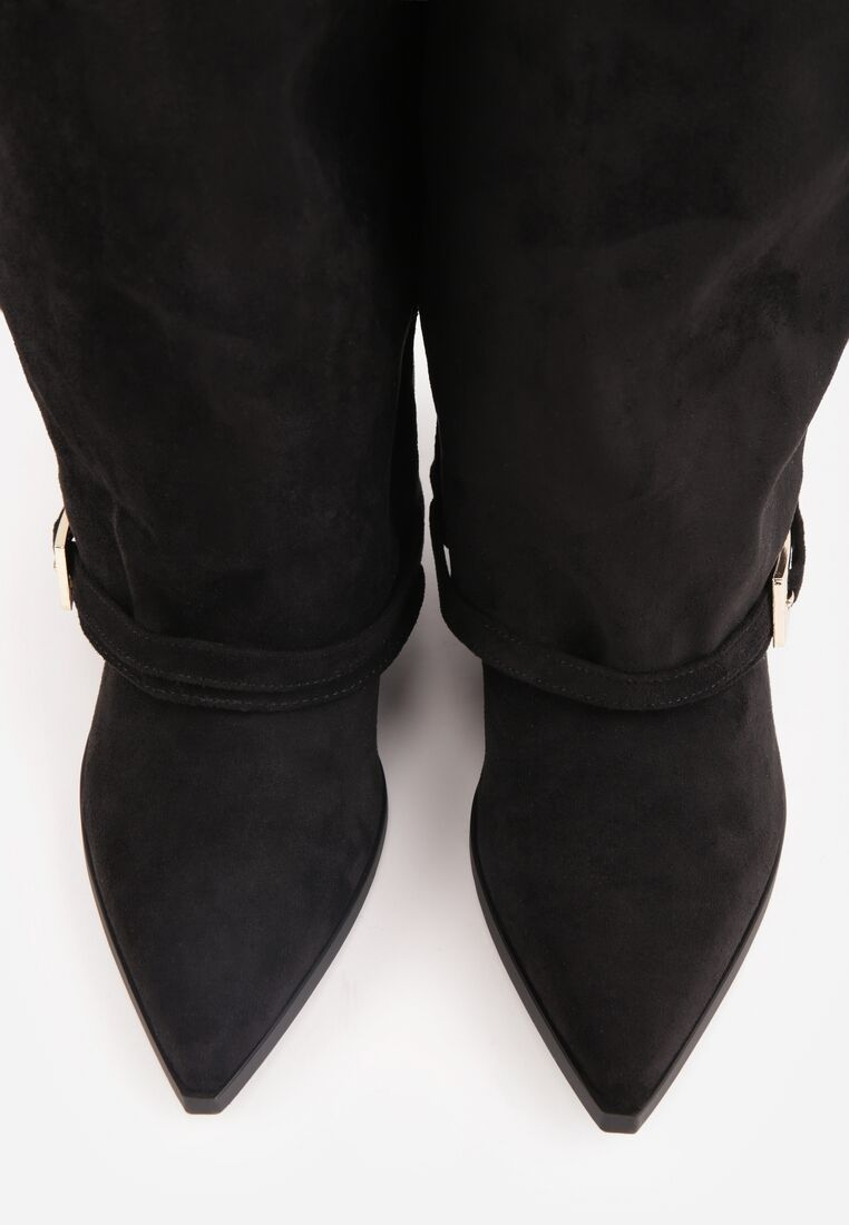 Bottes Hautes Style revers en Suédine - noir