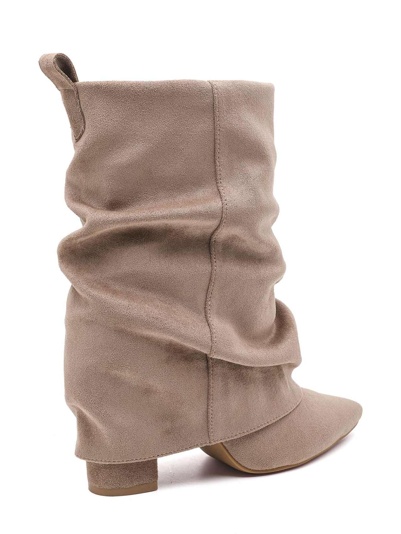 Bottines Plissées à Revers en Suède - taupe