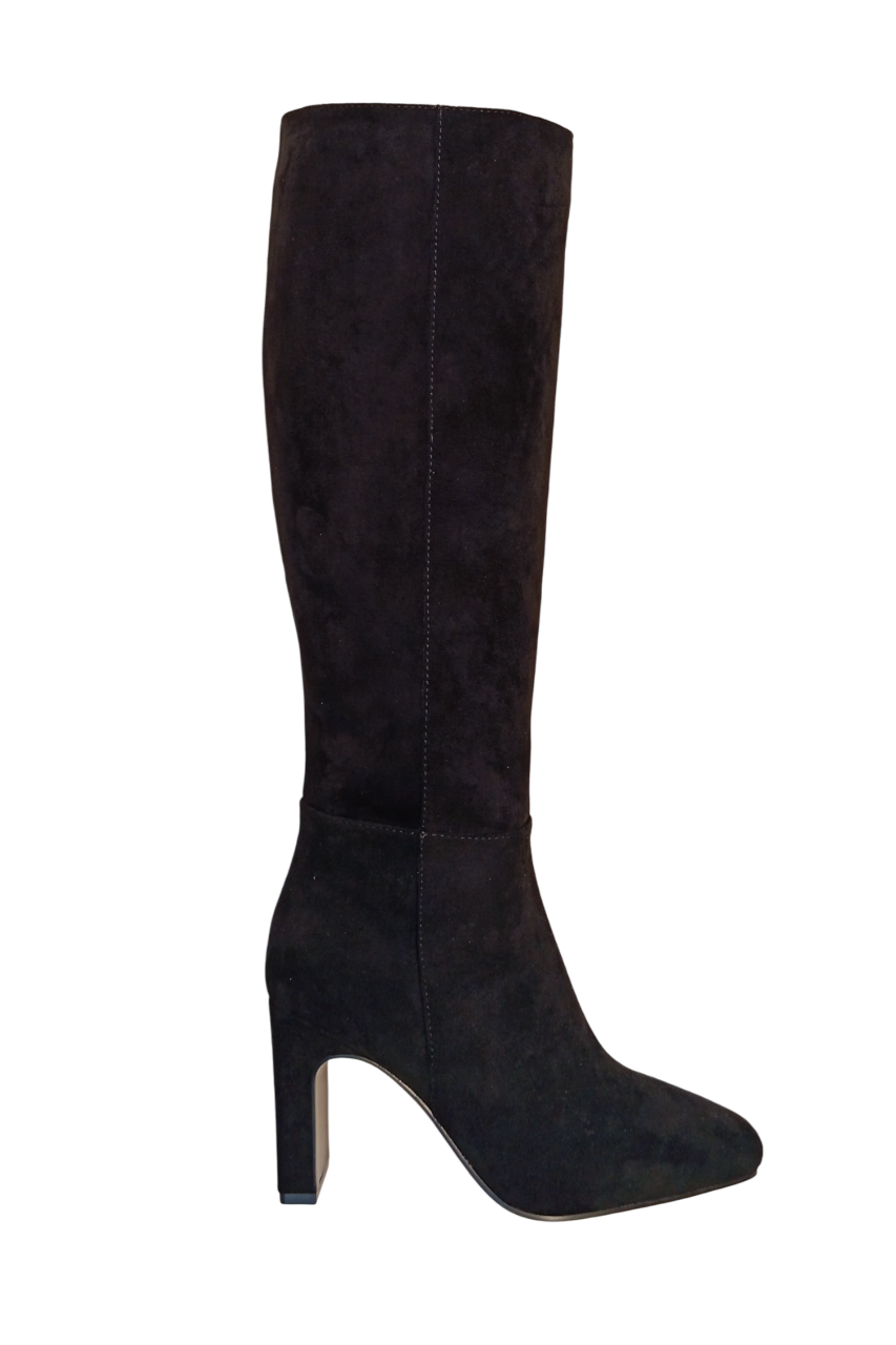 Bottes à talons bloc en suédine, Noir