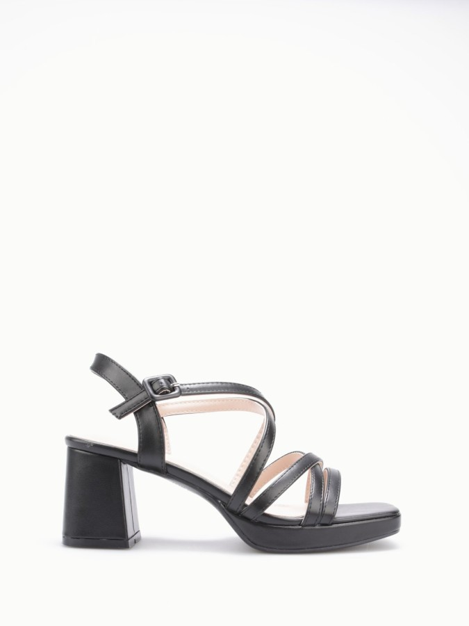 Sandales plateforme brides croisées, noire