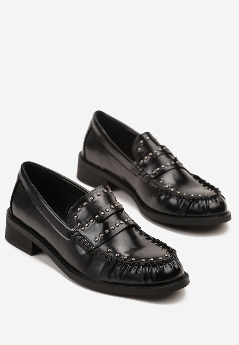 Mocassins plates à clous, Noir