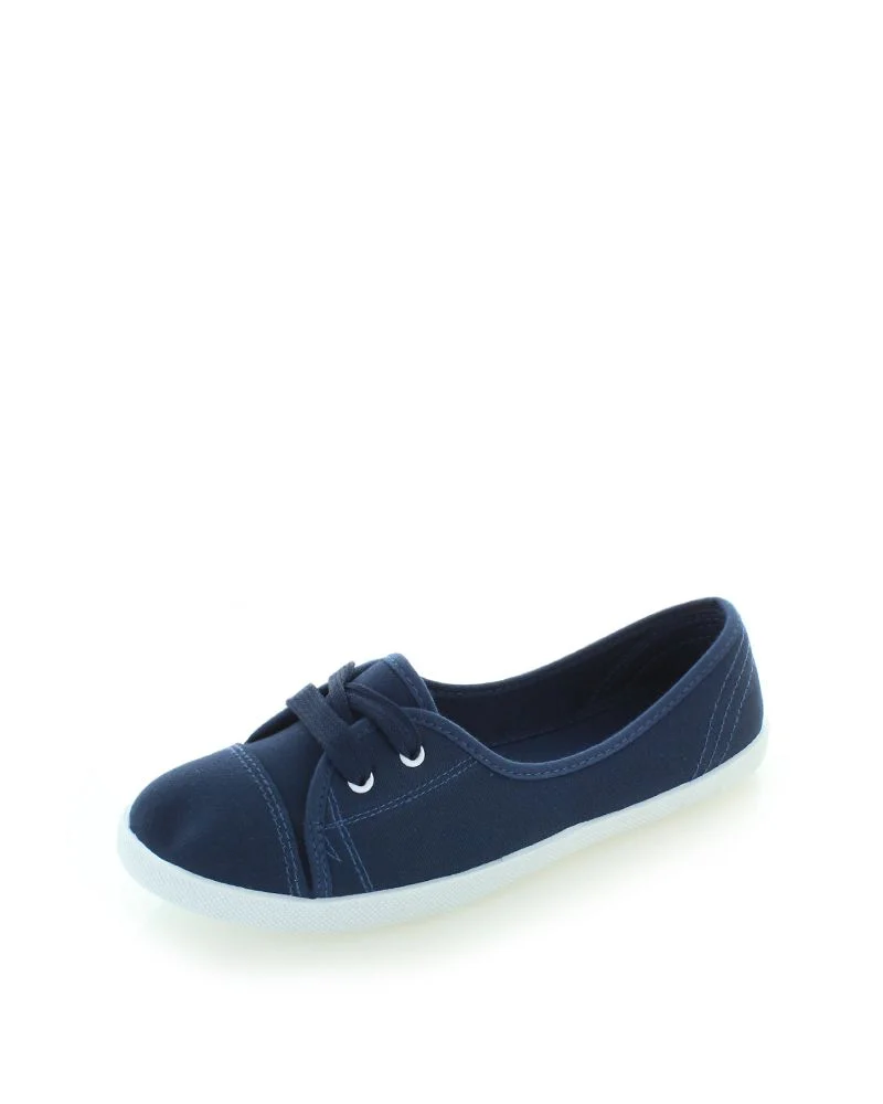 Tennis femme basic en toile avec lacets, bleu marine