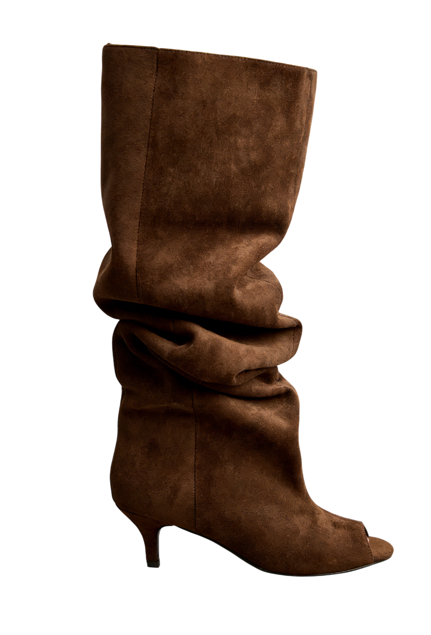 Bottes plissées tombantes pour femmes, Marron