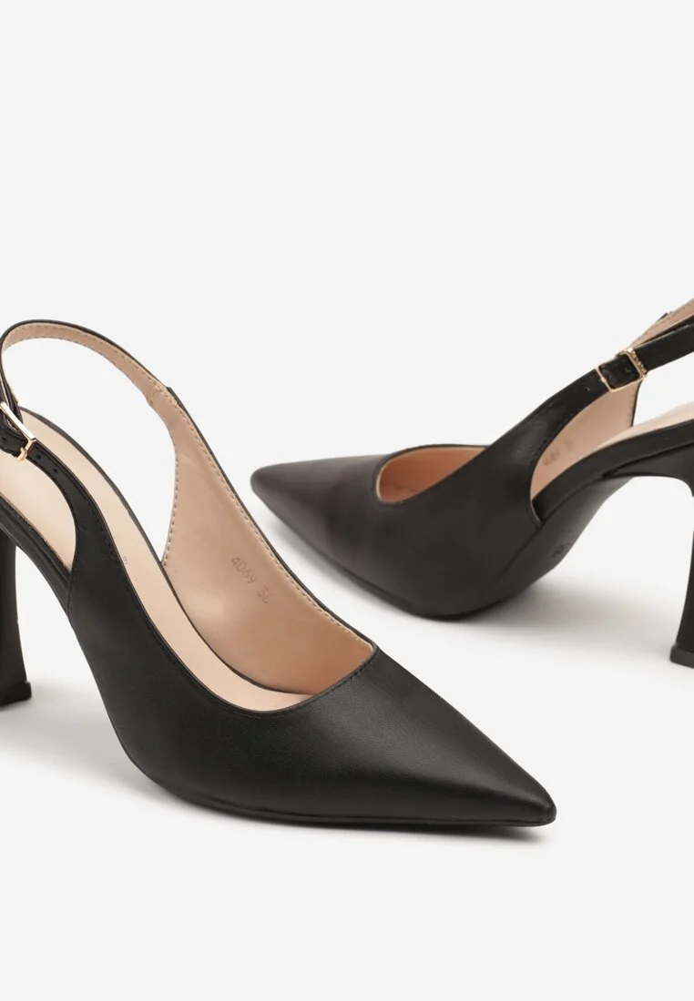 Escarpins slingback Noir, à talon aiguille