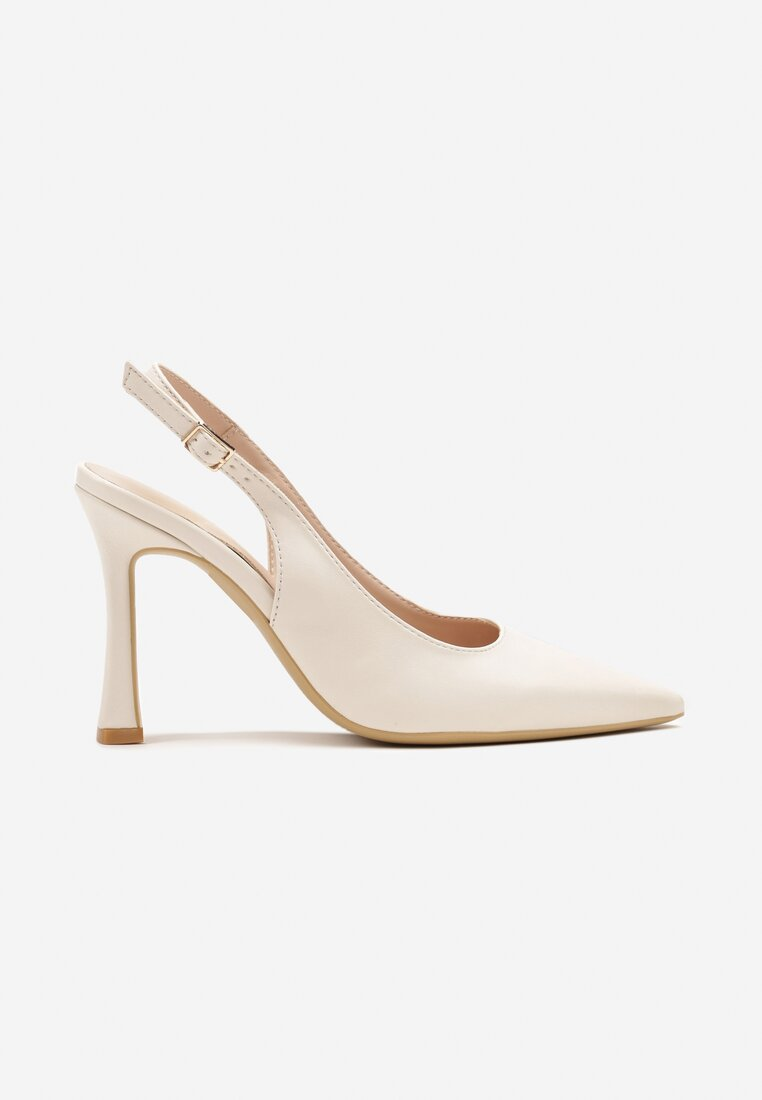 Escarpins slingback à talon aiguille, off white