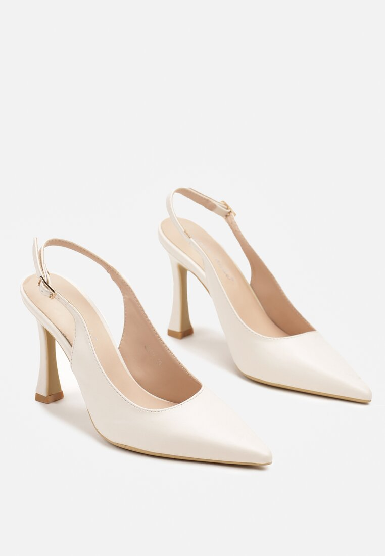 Escarpins slingback à talon aiguille, off white