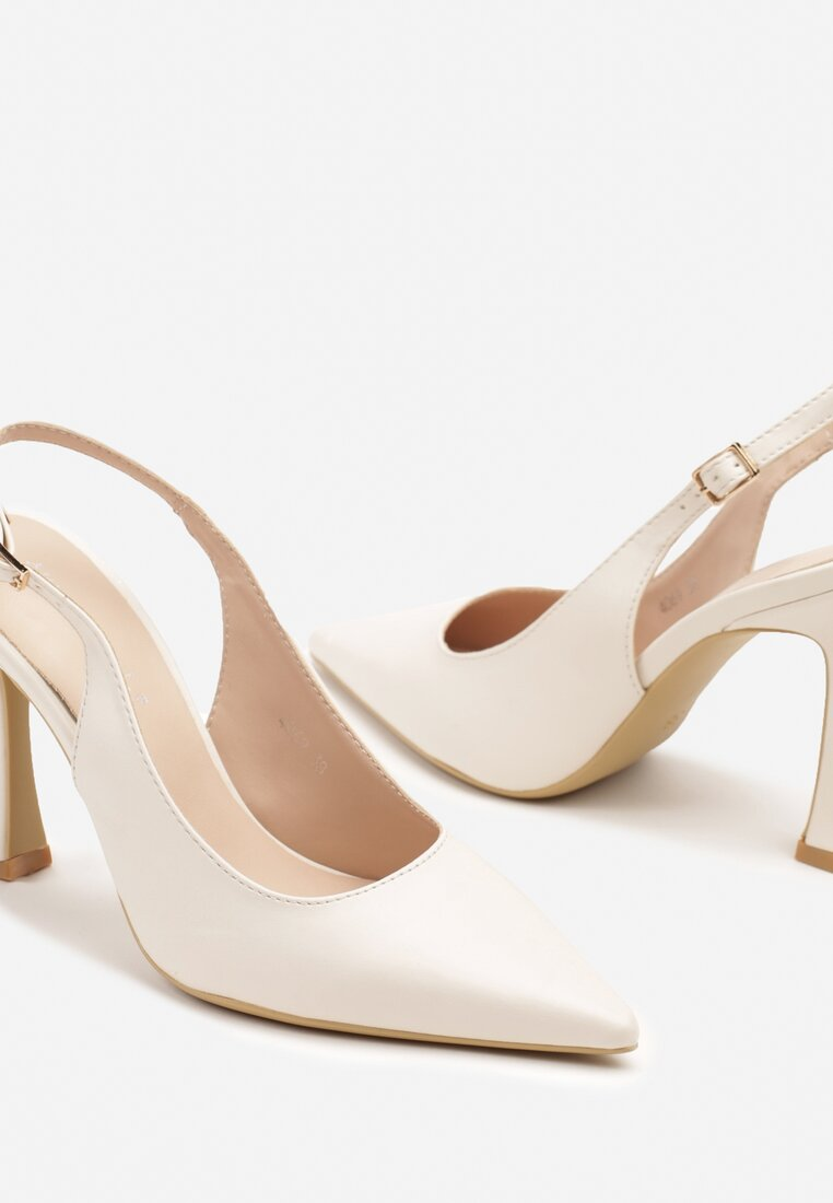 Escarpins slingback à talon aiguille, off white