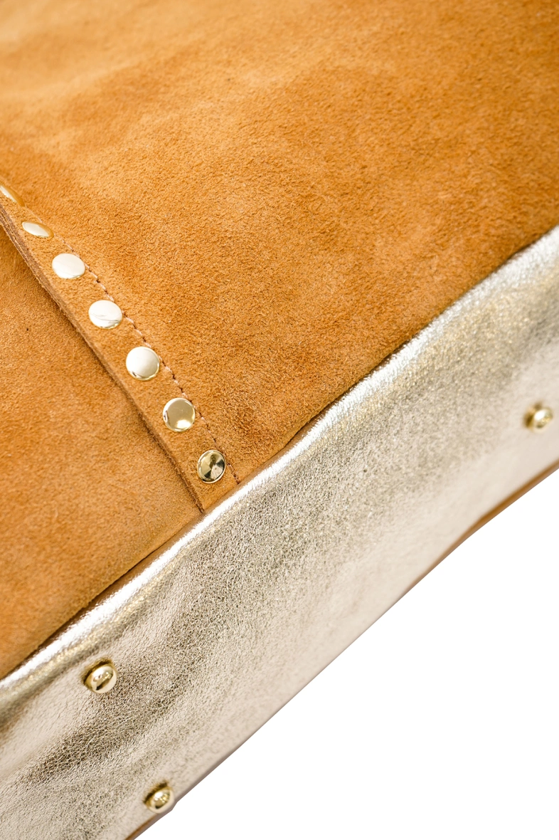 Sac Cabas en cuir daim GAELLE - Cognac