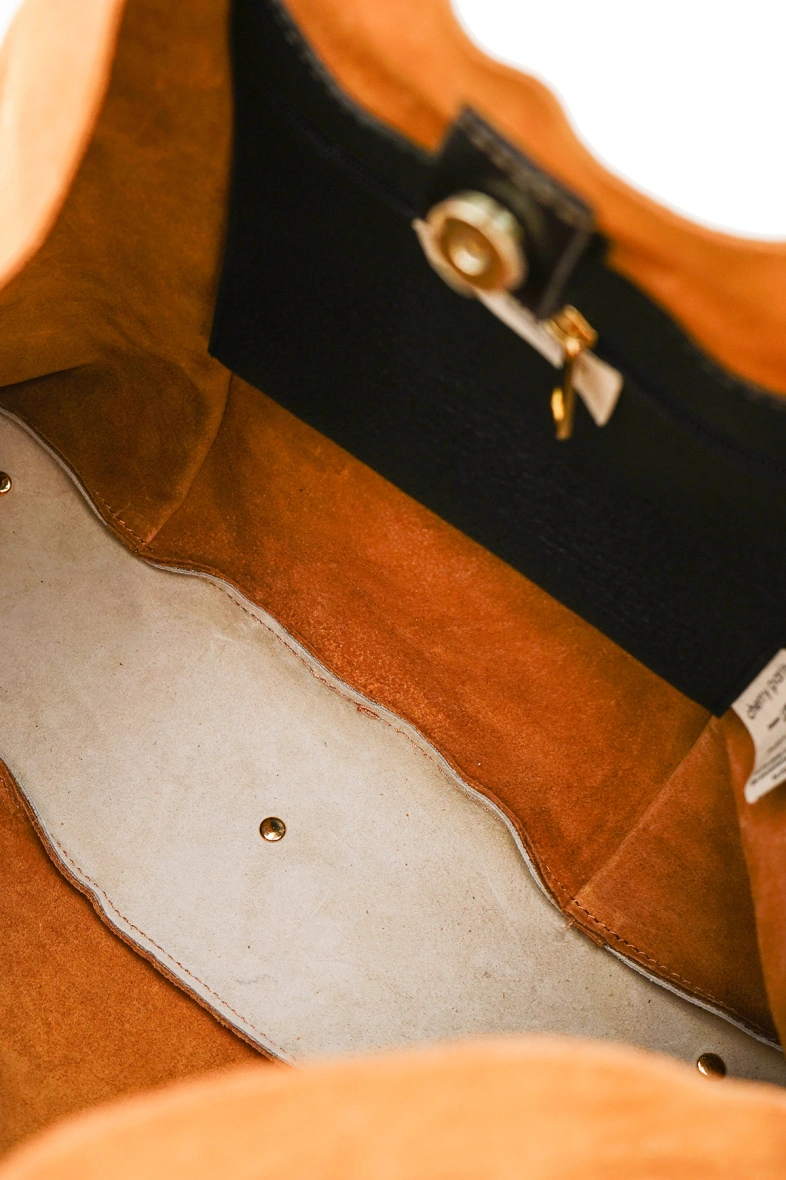 Sac Cabas en cuir daim GAELLE - Cognac