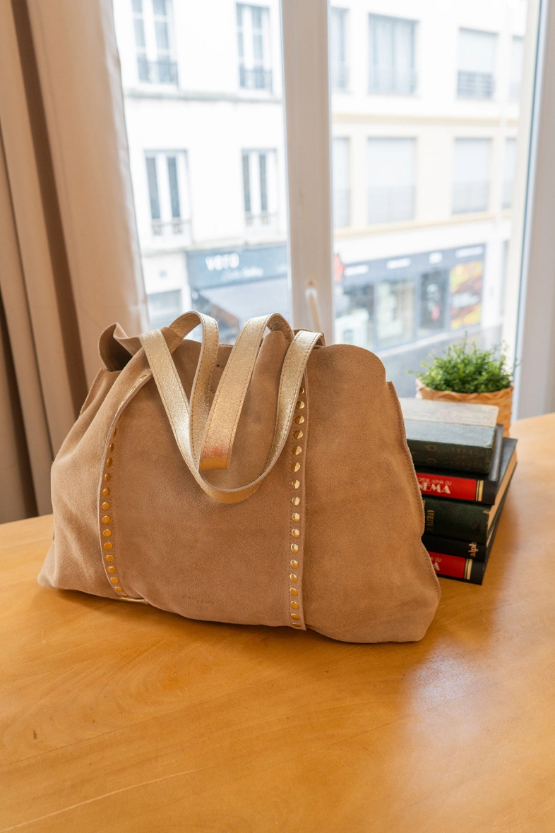 Sac Cabas en cuir daim GAELLE Beige – VERA COLLECTION