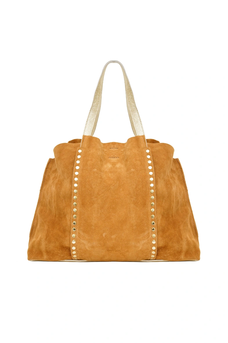 Sac Cabas en cuir daim GAELLE - Cognac