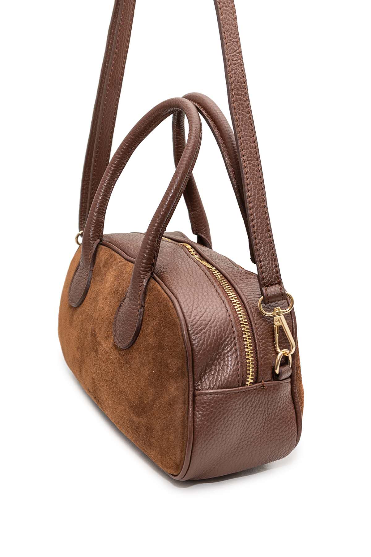 Sac porté main cuir SUEDE ARIELLE, Marrons