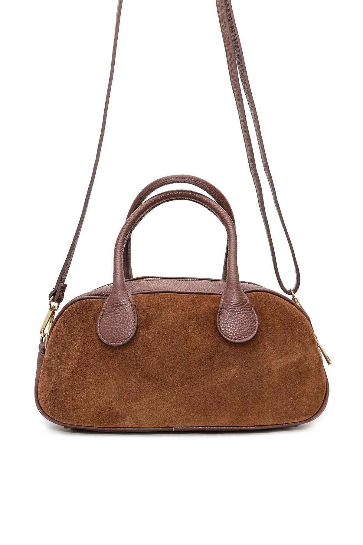 Sac porté main cuir SUEDE ARIELLE, Marrons