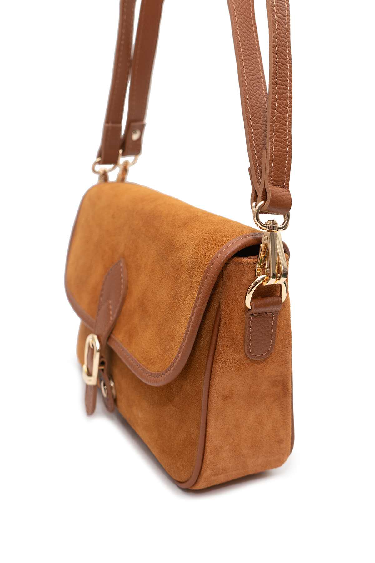 Sac cuir bandoulière EDITH SUEDE, Cognac
