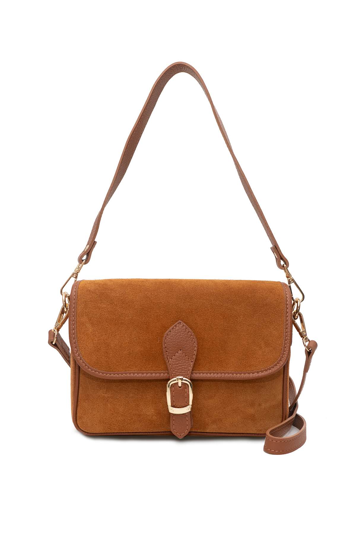 Sac cuir bandoulière EDITH SUEDE, Cognac