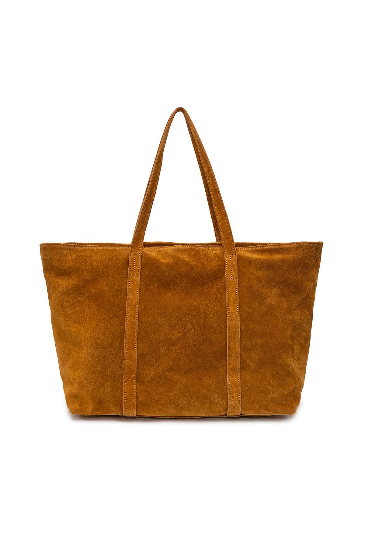 Sac Cabas en cuir FRANCESCA SUEDE - Cognac