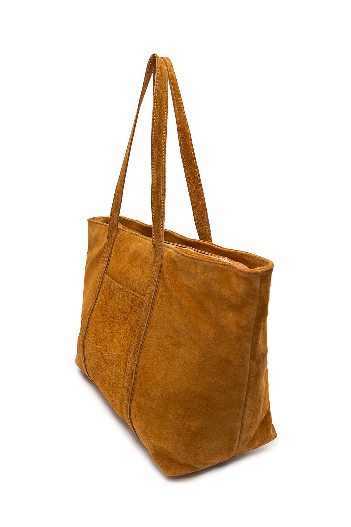 Sac Cabas en cuir FRANCESCA SUEDE - Cognac