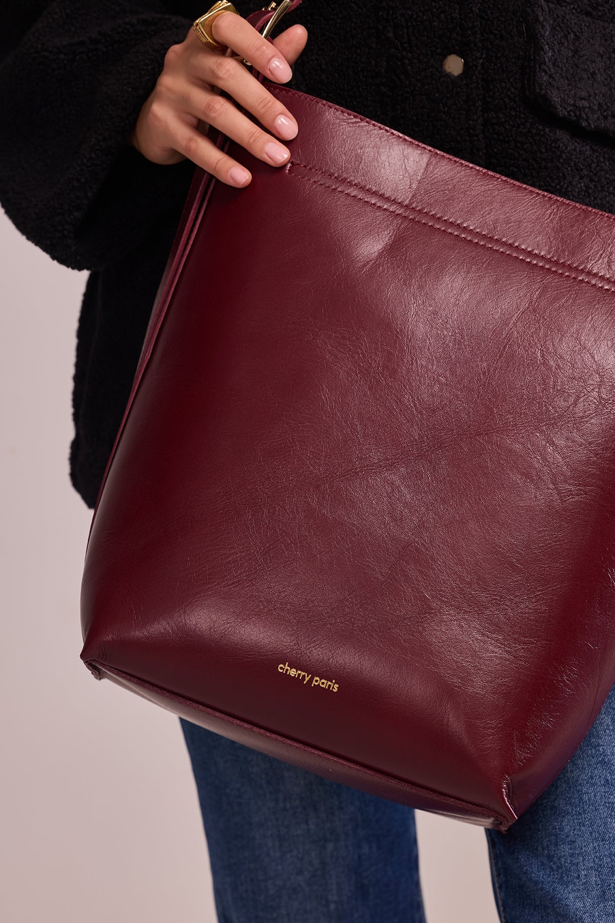 Sac Cabas cuir AMÉLIE - Bordeaux