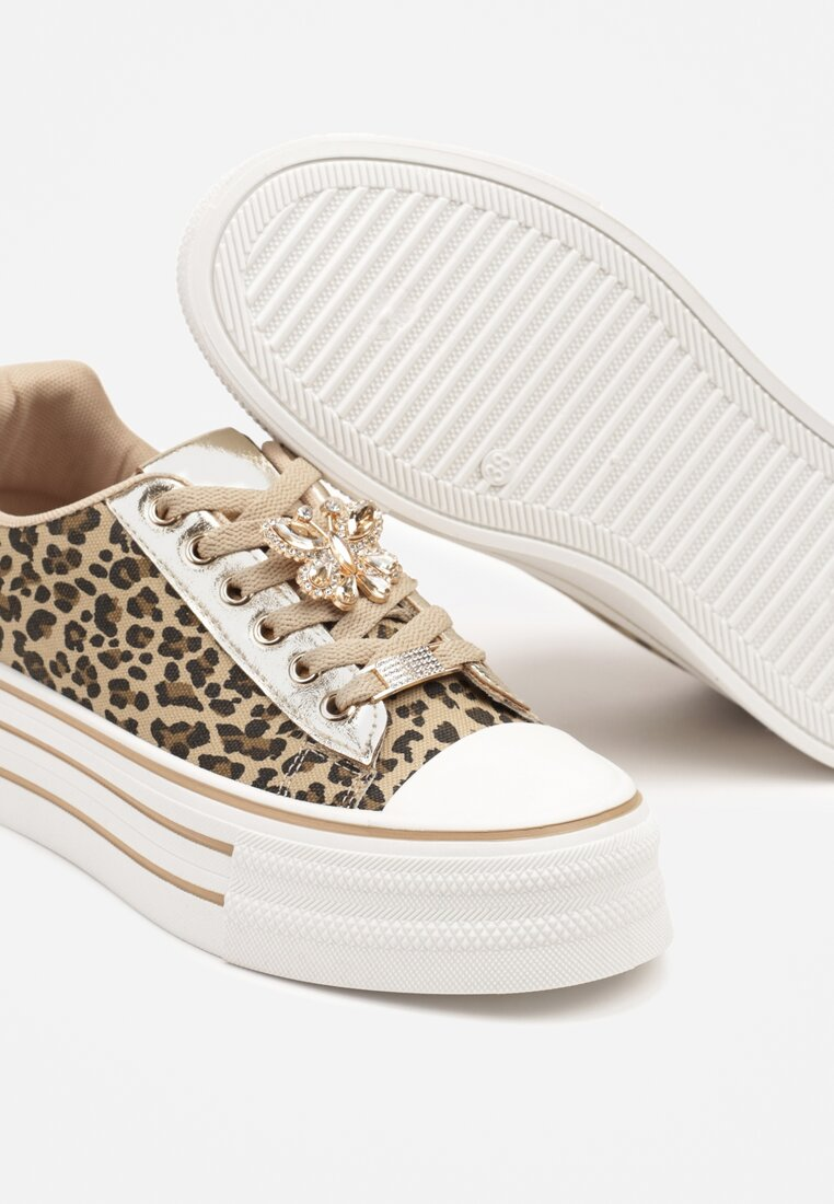 Basket femme plateforme léopard à lacets