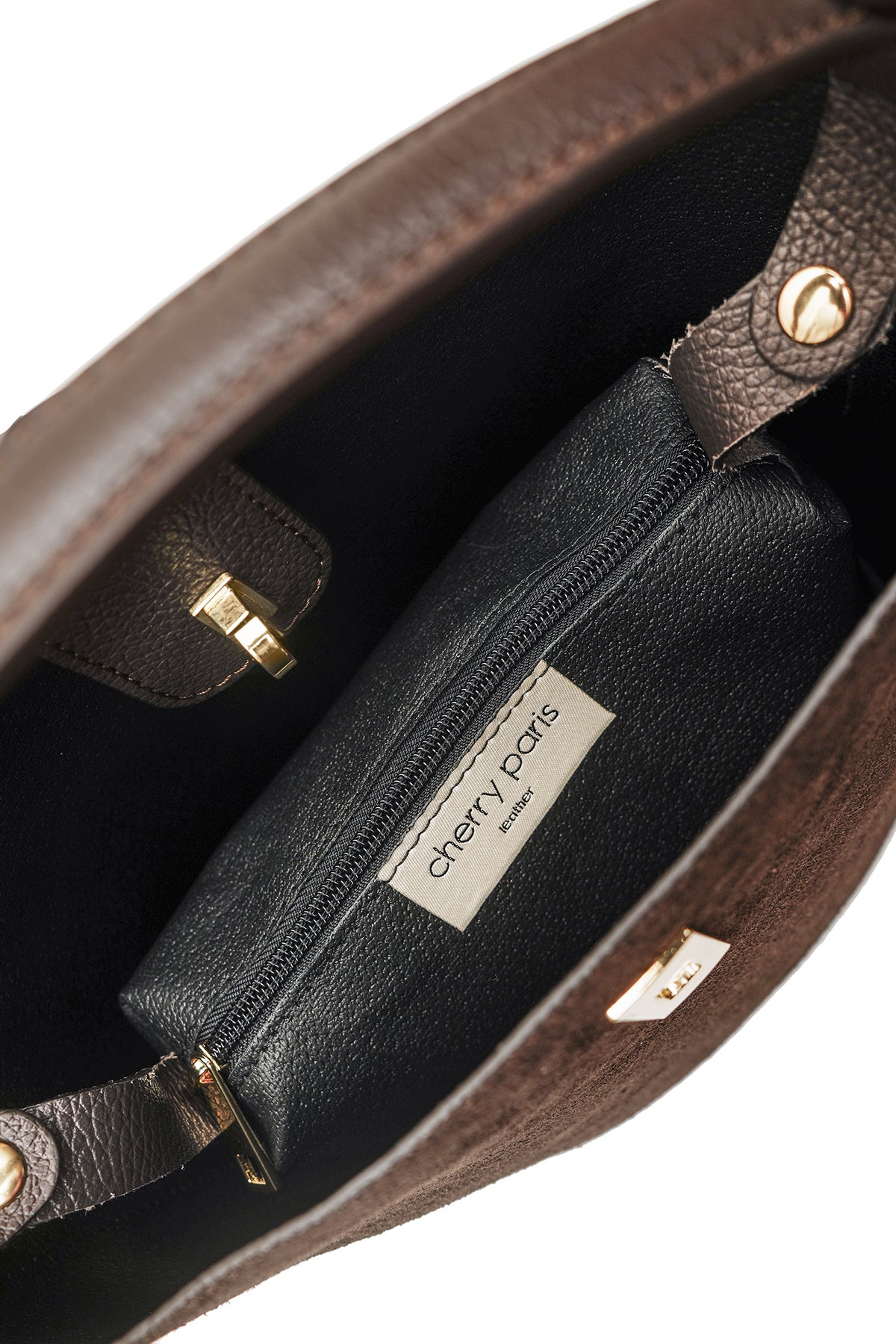Sac ALIMA cuir SUÈDE - Marron choco