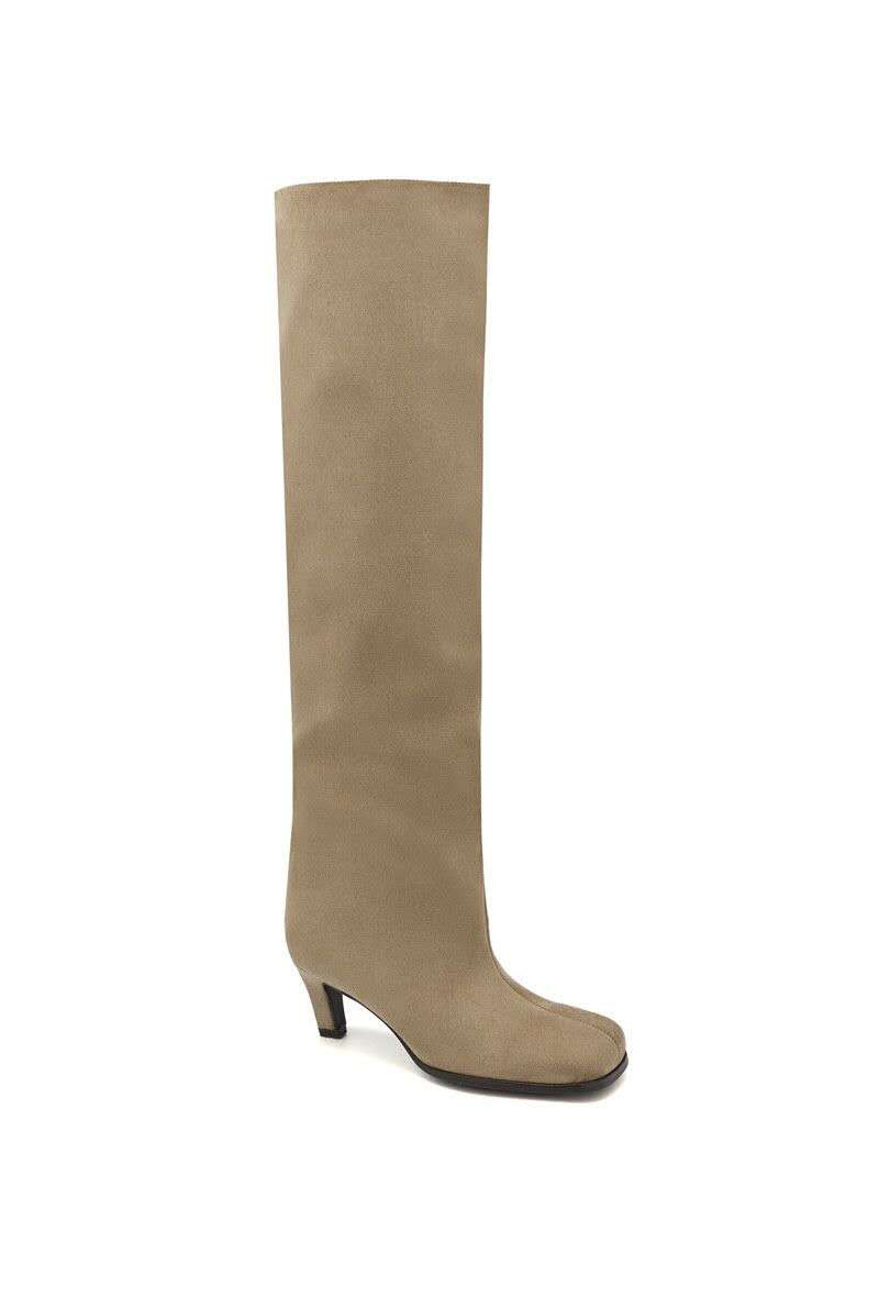 Bottes Hautes Plissées "Slouchy" en Suédine - taupe